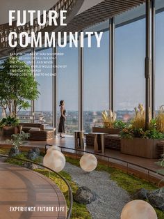 a magazine cover with an image of a woman standing in the middle of a room