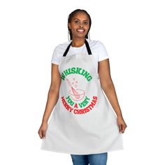 Embrace the holiday spirit with our whimsical Whisking You a Very Merry Christmas apron! Perfect for holiday baking or festive gatherings, this cheerful design combines style and functionality. Made from durable, high-quality fabric, it features a fun print that will make your kitchen adventures even more delightful. Ideal for gift-giving or treating yourself this season. Get ready to stir up some Christmas magic! 🍪✨ Grab yours now and spread the joy! Let the home cook shine in the kitchen with a touch of character, the personalized chef's apron. This apron comes with a tie-back closure to fit securely, a sewn-in care label for guesswork-free maintenance, and a highly durable 100% polyester canvas construction for top-tier durability. Comes with black, beige, blue, pink, or white strap co Christmas Apron, Loom Knitting Projects, Christmas Aprons, A Very Merry Christmas, Chef Apron, Very Merry Christmas, Holiday Baking, Linen Apron, Loom Knitting