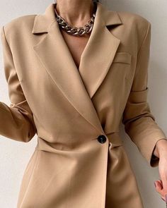 Size: S,M,L,XL;Style:ElegantType:BlazerMaterial:PolyesterNeckline:Notched CollarSleeve Style:Long SleeveLength:MiniPattern Type:PlainDecoration:ButtonFit Type:SkinnyOccasion:WorkPackage Include:1* Dress Fitted Beige V-neck Blazer, Semi-formal Single Breasted Beige Blazer Dress, Beige Blazer Dress With Buttons For Work, Chic Beige Blazer Dress For Semi-formal Occasions, Chic Beige Semi-formal Blazer Dress, Chic Beige Blazer Dress With Lapel Collar, Chic Beige Double-breasted Blazer Dress, Elegant Beige Blazer Dress With Buttons, Formal Beige Blazer Dress With Buttons