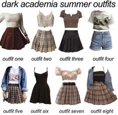 Academia Summer Outfits, Dark Academia Summer Outfits, Academia Summer Outfit, Dark Academia Summer, Academia Summer, Light Academia Outfit, Dark Light Academia, Academia Aesthetic Outfit, Skirts And Tops