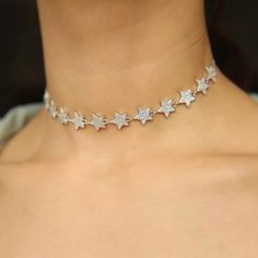 Kadi Star Choker | Shop Cz chokers, delicate jewelry chokers, diamond choker necklace, Necklaces layered, Rose Gold, Silver, star necklaces. Star Choker, Diamond Choker Necklace, Solitaire Pendant Necklace, Diamond Choker, Chain Choker Necklace, Jewelry Choker, Delicate Jewelry, Diamond Pendant Necklace, Diamond Bracelets