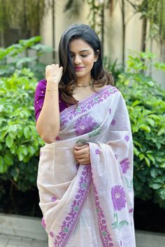 Saree Fabric : Muga Cotton Saree Color : Iris Purple Saree Length : 5.5 Meter Blouse Length : 0.8 Meter Saree Work : Thread Woven Wash : Dry Clean Product color may little differ as per the brightness or color settings of your device. Latest Saree Trends 2024, Purple Cotton Saree, Set Saree Blouse, Latest Saree Trends, Iris Purple, Saree Work, Cotton Saree Blouse, Saree Painting, Cotton Sarees Online