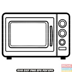 a black and white drawing of a microwave oven