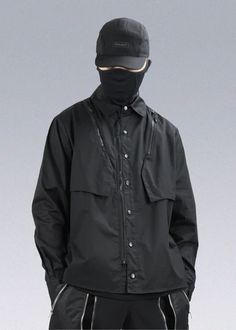 Techwear Loadable Shirts - SILENSTORM® - X Functional Long Sleeve Top With Pockets, Utility Button-up Top With Multiple Pockets, Utility Style Collared Tops With Multiple Pockets, Utility Collared Top With Multiple Pockets, Utility Tops With Multiple Pockets And Collared Shape, Black Long Sleeve Utility Tops, Techwear Long Sleeve Cotton Shirt, Techwear Long Sleeve Tops With Pockets, Long Sleeve Techwear Top With Pockets