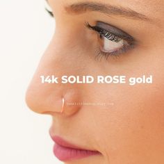 14k SOLID GOLD Rose Nose Ring Yellow or rose Gold Nose Piercing Cartilage Tragus Helix Dainty Endles Rose Gold Nose Ring Hoop, Piercings Ear Conch, Gold Nose Piercing, Nose Ring Sizes, Rose Gold Nose Ring, Tiny Nose, Gold Nose Hoop, Piercing Cartilage, Gold Nose Rings