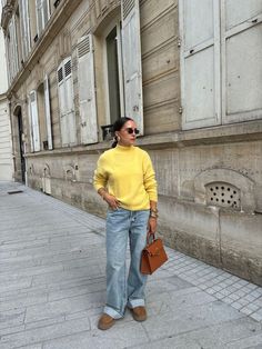 Yellow Knit Sweater Outfit, Yellow Knit Sweater, Knit Sweater Outfit, Yellow Knit, Yellow Sweater, Baby Alpaca, The Model, Blazer Coat