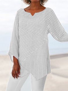 Long Sleeve Striped Top Striped Tops, Casual Long Sleeve Shirts, Long Sleeve Striped Top, Striped Long Sleeve Shirt, Striped Sleeve, Casual Tops For Women, Striped Long Sleeve, Stripe Print, Printed Blouse