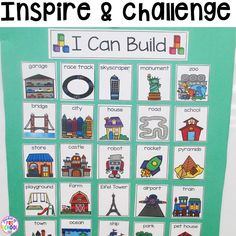 the i can build poster with pictures of buildings and other things to do on it