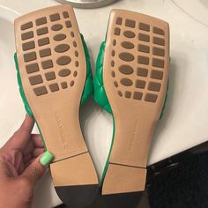 Beautiful Bright Green Bottega Sandals. Never Worn With Original Box. Designer Green Flat Sandals, Designer Flat Green Sandals, Luxury Green Flat Sandals, Bottega Veneta Sandals, Bottega Veneta Shoes, Bright Green, Bottega Veneta, Shoe Brands, Women's Shoes Sandals