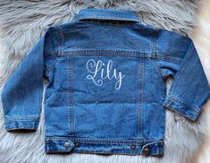 "Hello and welcome to my shop!! Here we have our super cute denim jackets. I can add a name to the front left or to the back of the jacket. These are perfect for that cute birthday picture. I can also add your favorite school or logo to them. Make sure to let me know what thread color at checkout. If not specified I'll do it in white If you would like to add flowers, stars, hearts or other designs to the jacket purchase extra monograms here: https://www.etsy.com/listing/796309653/add-to-my-order Customizable Blue Denim Jacket, Customizable Denim Jacket For Fall, Customizable Denim Jacket For Spring, Spring Customizable Denim Jacket, Customizable Cotton Denim Jacket For Fall, Customizable Blue Denim Jacket For Spring, Customizable Trendy Denim Jacket For Spring, Customizable Denim Outerwear For Fall, Customizable Long Sleeve Denim Jacket