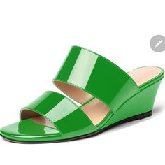 Wayderns Open Toe Slip On Wedge Sandals 2 Inch Patent Leather Sandals. Color: Green Size 10.5 Brand New In Box. Never Been Worn. Green Wedge Sandals With Round Toe For Vacation, Green Slip-on Wedge Sandals For Vacation, Green High Heel Wedge Sandals For Spring, Green Closed Toe Wedge Sandals For Vacation, Green Closed Toe Wedge Sandals For Spring, Spring Green High Heel Wedge Sandals, Green Slip-on Wedge Sandals For Beach, Green Open Toe Wedge Sandals For Party, Green Wedge Sandals With Round Toe For Beach