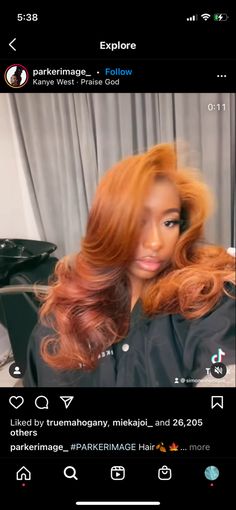 Two Toned Ginger Hair, Ombre Ginger Hair Black Women, Sza Hair Ginger, Ginger Sew In Weave, Strawberry Blonde Hair Black Women, Wig Room, Copper Ginger, Ginger Hair Dyed, Dyed Curly Hair