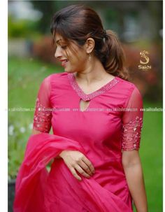 Neck New Designs For Kurtis, Chudidar Neck Model, Net Chudithar Designs For Stitching, Organza Chudidhar Designs For Stitching, Churidhar Top Designs For Women, Chudidhar Designs Neck, Pattu Kurta Designs For Women, Organza Kurti Neck Designs, Churidar Hand Designs