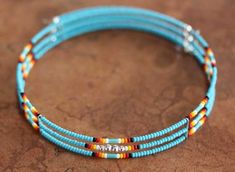 Navajo Beaded Choker Necklace Native American Choker Necklace Diy, Native Choker Necklace, Beaded Choker Ideas, Navajo Beadwork, Memory Wire Jewelry, Cross Necklace Sideways, Navajo Necklace, Bracelet Pandora, Beaded Bracelet Patterns