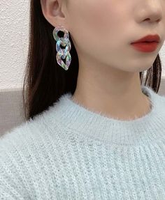 Levels up any outfits Perfect for casual mall dates For pierced ears Comes in pairs Trendy Drop Crystal Earrings, Trendy Metal Crystal Earrings, Trendy Multicolor Crystal Earrings, Trendy Party Earrings With Chain Detail, Trendy Crystal Earrings, Kpop Earrings, Thigh Wrap, Dolphin Tail, Bow Hairband