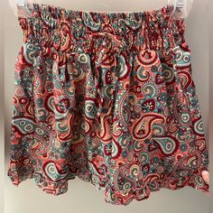 Practically Brand New Boho Flowy Shorts. They’re Labeled One Size Fits All, But They Fit A Size Medium Comfortably. The Perfect Pair Of Beach Shorts That For An Oversized, Comfortable Look! Only Worn Once For An Hour Or Two. Summer Stretch Patterned Bottoms, Casual Red Floral Print Bottoms, Stretch Patterned Bottoms For Summer, Patterned Vacation Bottoms, Stretch Paisley Print Bottoms For Summer, Casual Paisley Print Bottoms For Spring, Blue Paisley Print Casual Bottoms, Bohemian Floral Print Short Bottoms, Bohemian Style Floral Print Short Bottoms