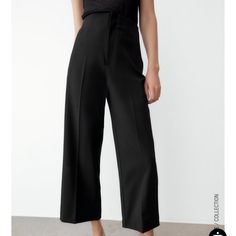 Never Worn, Super Cute Pants. Fittings Rooms Weren’t Open And Bought Thinking They Would Fit. My Waist Is 22-23 And 24 Is Just Too Big. Did Not Want To Return Because Wanted To Wear Them, But Still Haven’t Die To The Sizing Issue. Sleek Black Ankle-length Wide Leg Pants, Sleek Black Ankle-length Pants, Black Non-stretch Ankle-length Pants, Black Ankle-length Pants With 4-way Stretch, Black Full-length Pants With Button Closure, Ponte Leggings, Cute Pants, Levi Jeans 501, Linen Pants Women