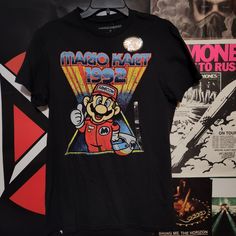 Mario Kart Shirt Size Medium Nwt Retro Black Shirt With Graphic Print, Nintendo Shirt, Mario Kart, Special Guest, Shirt Color, Nintendo, Mario, Colorful Shirts, Tee Shirts