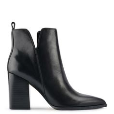 Block Heel Boots, The Birds, Mid Heel, Leather Booties, Shoe Game, Nice Shoes, Nine West, Bootie, Side Zipper