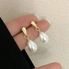 Pearlescent Waterdrop Earrings Earrings Ecuyeres Gold Teardrop Pearl Earrings, Versatile Jewelry, Gold Pearl Earrings, Elegant Pendant, Accessories Jewelry Earrings, Pearl Earrings Dangle, Stunning Earrings, Girls Jewelry, Pearl Drop Earrings