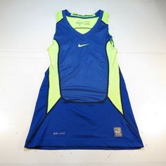 NEW NIKE PRO COMBAT SLEEVELESS ATHLETIC TANK TOP SHIRT Womens S Blue Neon Green Size Womens S   FLAWLESS CONDITION   100% AUTHENTIC QUALITY MADE The shirt measures from armpit to armpit 14"    and measures from top to bottom 27" The color is: Blue The fabric content is: 84% Polyester 16% Spandex   GI9* The letters above are for us to locate the item in our collection    There are more large photos of this item at the bottom of the page                 About TheBestStuffEver Our goal is 100% CUST Nike Pro Combat, Blue Neon, Large Photos, Nike Pros, New Nike, Active Wear Tops, Neon Green, Negative Feedback, Tank Top Shirt