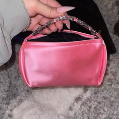 - Used - Hot Pink - Satin - Black Lining Inside - Faux Diamond Logo Handle - Comes With Recycled Alexander Wang Bag Pink Evening Box Bag With Detachable Handle, Pink Top Handle Box Bag For Party, Luxury Pink Pouch Box Bag, Glamorous Pink Bag For Everyday Use, Glamorous Pink Bags For Everyday Use, Designer Evening Pouch With Detachable Handle, Designer Evening Shoulder Bag Pouch, Pink Pouch Box Bag For Formal Occasions, Pink Rectangular Evening Bag For Night Out