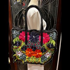 Nwot. Perfect Condition. Bright Colors. Zipper Pocket Inside. Large And Spacious. Absolutely Love This Bag. Designer Embroidered Bags For Daily Use, Designer Embroidered Tote Bag, Designer Embroidered Top Handle Bag, Luxury Embroidered Handheld Shoulder Bag, Luxury Floral Embroidered Rectangular Shoulder Bag, Luxury Floral Embroidery Rectangular Shoulder Bag, Designer Embroidered Rectangular Bag, Designer Embroidered Shoulder Bag For Travel, Ladies' Floral Embroidery Top Handle Bag