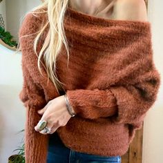 Sooo Soft And Cozy. Can Be Worn Off One Shoulder Or Not. S, M, L Cozy Brown Sweater With Soft Texture, Brown Cozy Sweater With Soft Texture, Slouchy Sweater, Fall Winter Outfits, Shoulder Sweater, Colorful Sweaters, Off The Shoulder, Winter Outfits, One Shoulder