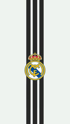 the real madrid logo is shown in black and white stripes