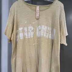 Distressed Tshirt. Rare Color. Great Condition. Gently Worn Pearl Tops, Distressed Tshirt, Star Child, Mom Tshirt, Star Children, Magnolia Pearl, Gold Yellow, Tshirt Colors, Magnolia