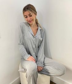 These natural pajamas are made of soft cotton knitwear fabric (jersey) and are perfect for sleep, parties, or everyday use. Our luxurious, temperature-regulating knit fabric drapes and falls in all the right ways, enveloping the body in comfort. Plus, it's machine washable, and gentle on the skin, so it not only feels beautiful but it's easy to care for, too. These are the cozy, relaxed PJs you'll live in, a gift to everyone, and pack with you wherever you go. Composition: 95% cotton, 5% elastin Pajama Set Long Sleeve, Winter Pjs Women Pajama Set, Cotton Solid Color Sleepwear For Relaxation, Solid Color Cotton Sleepwear For Relaxation, Cotton Sleepwear For Loungewear, Cotton Sets For Lounging, Solid Cotton Sleepwear For Lounging, Solid Color Cotton Loungewear Sets, Solid Color Cotton Lounging Sets