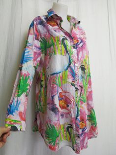 "Cotton Floral Tunic Blouse/Coverup Soft Surroundings   HIGHEST quality, high end  Excellent condition Super Dooper! Cool and comfy but chic and elegant too! Shell buttons Large/XL/Plus 17\" shoulder 18\"sleeve from underarm 49\" bust 46\" waist 50\" Hip  31\" long https://www.etsy.com/shop/BelindasStyleShop" Baby Leopard, Cotton Tunic, Chic And Elegant, Red Tie, Floral Tunic, Shell Buttons, Loose Blouse, Soft Surroundings, Tunic Blouse