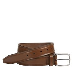 Double Self-Stitch Belt  - Johnston & Murphy Elegant Leather Belt With Embroidery, Brown Embroidered Leather Belt, Brown Leather Belt With Embroidery, Classic Fitted Leather Belts And Suspenders, Fitted Leather Belts And Suspenders, Formal Brown Embroidered Belt, Johnston Murphy, Fashion Designers, Browning