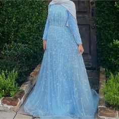 Modest Blue Cinderella Dress Blue Cinderella Dress, Sparkle Dress Long, Blue Sparkle Dress, Cinderella Gown, Cinderella Dress, Dream Dresses, Cinderella Dresses, Blue Sparkles, Dream Dress