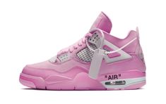 Nike Air Jordan 4 Off-White Pink Pink Jordans, Pretty Sneakers, Nike Air Jordan 4, Preppy Shoes, Nike Fashion Shoes, Nike Shoes Girls, Pretty Shoes Sneakers, Jordan Shoes Retro, All Nike Shoes