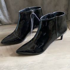 These Black Patent Leather High Heeled Boots Are From The Brand A New Day Purchased From Target. They Are Brand New - Never Been Worn. The Have Zip Closures On The Sides And A 2.5 Inch Heel. They Are In A Size 8. *No Trades Brown High Heel Boots, Faux Fur Heels, Brown High Heels, Leopard Print Boots, Leather High Heel Boots, Fur Heels, High Heeled Boots, Black High Heel Boots, Faux Suede Boots