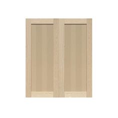 the doors are made from wood and have two panels on each side, with one panel closed