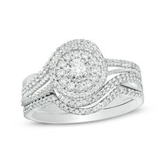 a white gold diamond ring set