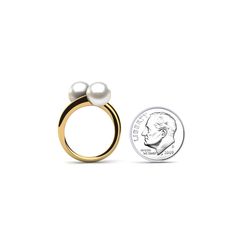 Two beautiful pearls are complemented by a sleek design and 14K gold; perfect for daytime or evening wear. Metal: 14K white gold Pearl Quality: 2 True AAA, South Sea cultured saltwater, excellent luster white, 8.00 mm Band Width: 2mm Edelweiss Jewelry, White Pearl Ring, Custom Wedding Band, Perfect Engagement Ring, Gold Pearl, Pearl Ring, White Pearl, Meaningful Gifts, Evening Wear