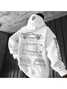 Outerwear, Oversize Sports Car 911 GT3RS Hooded Cool Sweatshirts Design, Print Design On Clothes, Men’s Hoodies, Creative Hoodie Design Ideas, Cricut Hoodie, Hoodie Design Men, Porsche Hoodie, Car Clothing, Car Hoodie