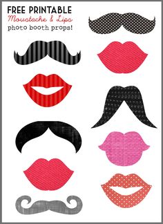 printable mustache and lips photo booth props