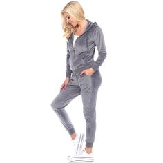 White Mark Women's 2 Piece Velour Tracksuit Set is a classic favorite that continues to be trendy and stylish in today's time. This set includes a zip up hoodie and sweatpants, 2 front pockets, ribbed cuff and a full zip closure. White Mark Women's 2 Piece Velour Tracksuit Set is perfect for lounging, gym workout, sports activities, or just as your favorite daily wear. Velour Tracksuit, Style Sweatpants, Cuffed Joggers, Hoodie And Sweatpants, Velour Fabric, Pajama Pant, Athleisure Fashion, Tracksuit Set, White Mark