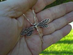 "Dragonfly necklace...dragonfly is 2\" wide by 1 1/2\" tall, cast and antiqued in sterling silver 925.... great detail...the chain is 18\" long also in sterling silver 925" Handmade Silver Dragonfly Jewelry, Nickel-free Sterling Silver Dragonfly Jewelry, Elegant Sterling Silver Dragonfly Necklace, Elegant Sterling Silver Dragonfly Jewelry, Antique Silver Hand Forged Sterling Silver Necklaces, Unique Antique Silver Sterling Silver Necklace, Hand Forged Sterling Silver Necklace In Antique Silver, Hand Forged Antique Silver Sterling Necklace, Handmade Sterling Silver Dragonfly Jewelry