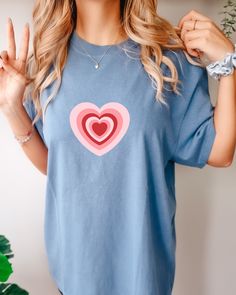 Comfort Colors Y2k Heart Shirt, Cute Hearts Shirt, Y2K Fashion Shirt, Groovy Heart Tee, Vintage Shirt, 2000s Style Shirt, Aesthetic Shirt  Hi all, welcome to the Comfy Tee Design, It's so nice to see you here. If you are looking for soft, comfy and high quality t-shirts, I have good news for you: You're at the right place!  My shirts are Comfort Colors brand, they have retro and vintage look, timeless style, authentic garments of incomparable softness, twill taped neck and shoulders, double need Casual Short Sleeve T-shirt With Heart Print, Casual Heart Print T-shirt For Spring, Spring Short Sleeve Top With Heart Graphic, Casual Heart Print T-shirt With Relaxed Fit, Retro Cotton T-shirt With Heart Graphic, Casual Blue T-shirt With Heart Graphic, Casual Short Sleeve Tops With Heart Graphic, Spring Heart Print Crew Neck Tops, Summer Long Sleeve Tops With Heart Graphic