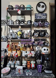 there are many halloween items on the shelves