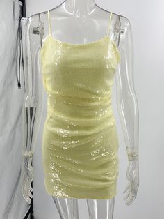 DescriptionStyleSexySleeve LengthSleevelessNecklineStrapsFabricPolyesterEmbellishmentSequinsDesignBacklessBack DetailsBacklessOccasionRave Club, PartySeasonSpring, FallGroupAdultsGenderWomenWeight0.25kg Dresses Yellow, Backless Midi Dress, Bodycon Dresses, Yellow Dress, Sheath Dress, Bodycon Dress, Midi Dress, Yellow, Dresses