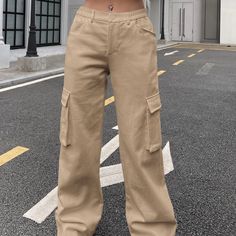 Shein, Xtra Small, Khaki, Stretchy, Brand New, Not Worn, 100% Cotton, Machine Wash Measurements: Us Size: 2 Waist: 27.6'' Hips: 37.4'' Length: 39.8'' Tan Cargo Pants Women, Cargo Women Pants, Cargo Cacky Pants, Shien Cargo Pants, Begie Cargo Pants, Cargo Pants Kakhi, Soft Cargo Pants, Baggy Pants Shein, Cargoes For Women