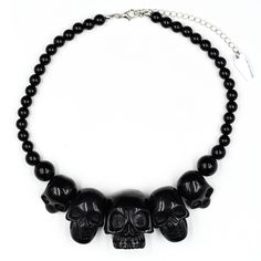 Skull Collection Necklace Black - Kreepsville Best Fiends, Skull Collection, Kreepsville 666, Resin Skull, Wallet Chains, Skull Beads, Black Skull, Belt Purse, Skull Necklace