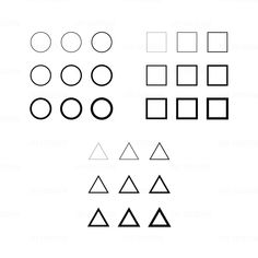 different shapes and sizes of the shapes used in this drawing are shown on a white background