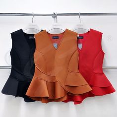 Great Cut Together Pieces With A Peplum Detail. Sleeveless. Elegant V-neck Peplum Top With Ruffles, V-neck Peplum Top For Party, Fitted V-neck Tank Top With Ruffles, Chic V-neck Peplum Top For Party, Fitted V-neck Peplum Top With Ruffles, Elegant Sleeveless Peplum Top For Summer, Sleeveless Peplum Top With Ruffles For Party, Sleeveless Ruffled Peplum Top For Party, Summer Party V-neck Peplum Top